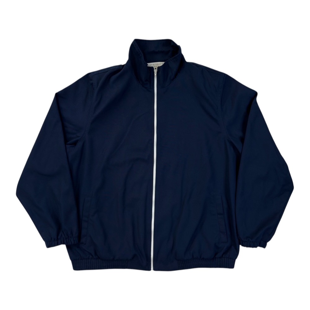 Napa Valley Windbreaker Jacket Women PM Navy Blue Full Zip Petite Preppy Casual